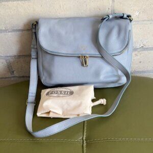 Fossil Preston Flap messenger bag in smokey blue - new with defects